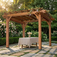 10 Ft. X 10 Ft. Traditional All Cedar Wood Outdoor Patio Pergola Shade Structure — Studio Shot
