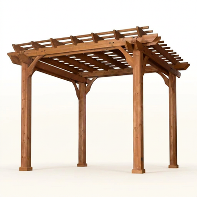 10 Ft. X 10 Ft. Traditional All Cedar Wood Outdoor Patio Pergola Shade Structure
