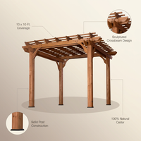 10 Ft. X 10 Ft. Traditional All Cedar Wood Outdoor Patio Pergola Shade Structure — infographic