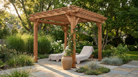 10 Ft. X 10 Ft. Traditional All Cedar Wood Outdoor Patio Pergola Shade Structure — Lifestyle