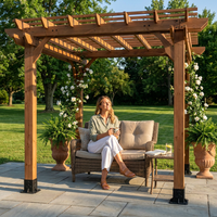 10 Ft. X 10 Ft. Traditional All Cedar Wood Outdoor Patio Pergola Shade Structure — Lifestyle
