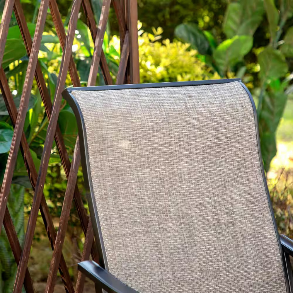Black 9-Piece Metal Patio Outdoor Dining Set with Slat Square Table and Textilene Swivel Chairs