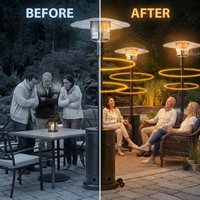 (3 Pack)  48,000 BTU Freestanding Metal Propane Patio Heater, Black — Before & After