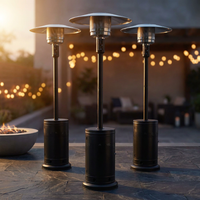 (3 Pack)  48,000 BTU Freestanding Metal Propane Patio Heater, Black — Studio Shot