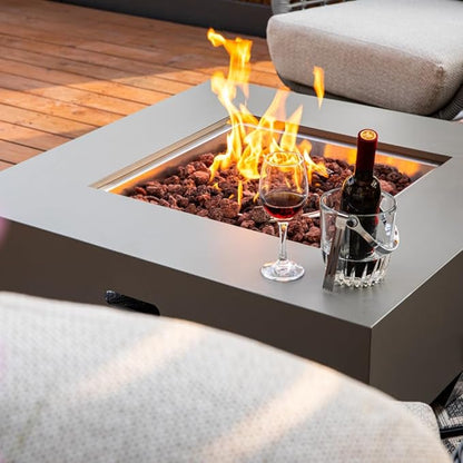 Ashton 36” Propane Fire Pit Smokeless Firepit Outdoor Gas Fire Pit for Outside Patio Firepit Table Includes Rain Cover Converter Kit Lava Rocks Lid CSA Certified