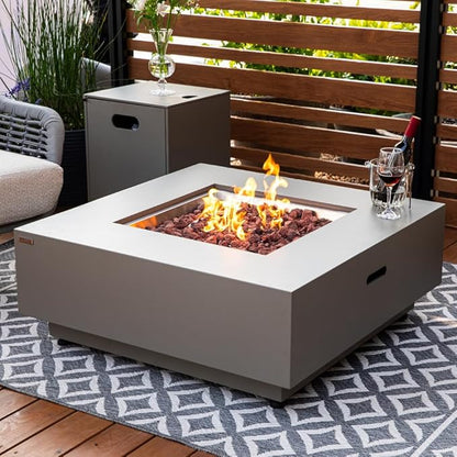 Ashton 36” Propane Fire Pit Smokeless Firepit Outdoor Gas Fire Pit for Outside Patio Firepit Table Includes Rain Cover Converter Kit Lava Rocks Lid CSA Certified