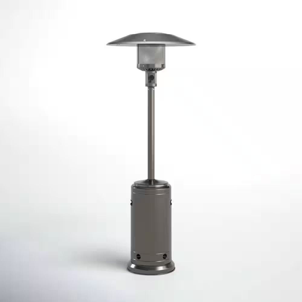 Gray 83 In. H 46000 BTU Outdoor Stainless Steel Propane Gas Standing Patio Heater with Wheels